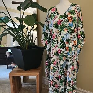Tropical Floral Kaftan Dress